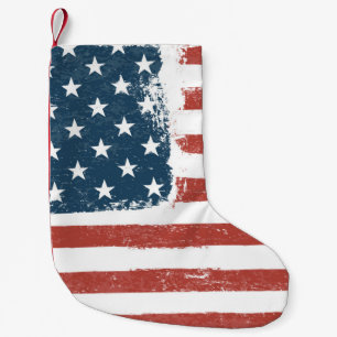 Petite Chaussette De Noël Arrière - plan américain de Grunge Drapeau. Versio