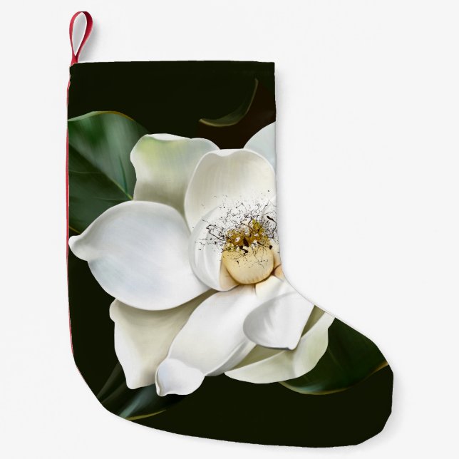 Petite Chaussette De Noël Arrière - plan blanc Magnolia Closeup Vert (Devant)