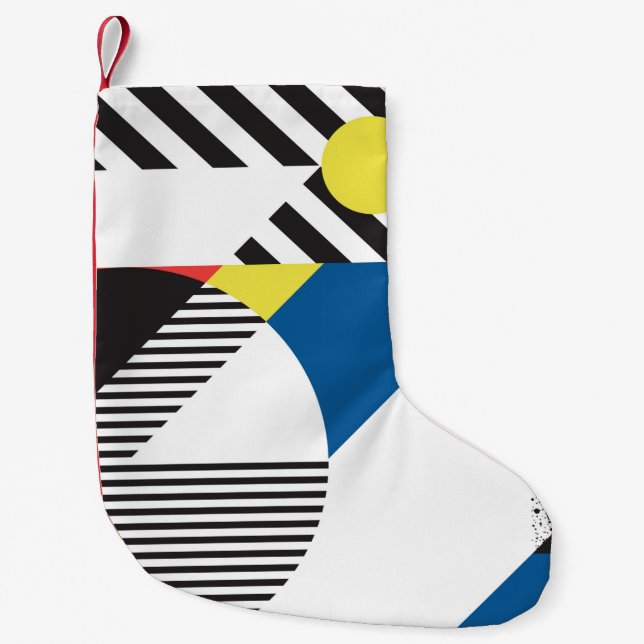 Petite Chaussette De Noël Arrière - plan de style rétro moderne (Devant)