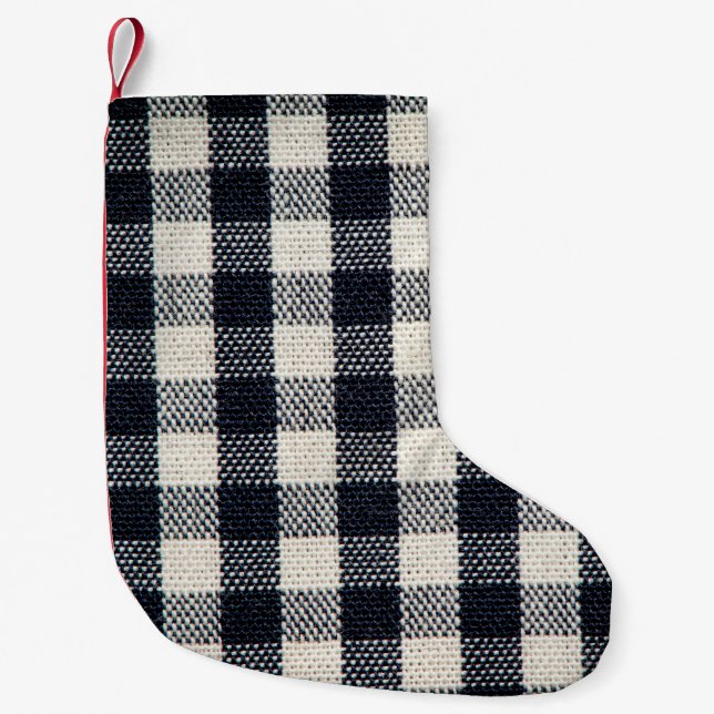 Petite Chaussette De Noël Arrière - plan de texture coton plaid. (Devant)