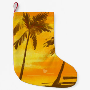 Petite Chaussette De Noël Arrière - plan d'été des palmiers tropicaux