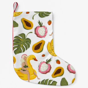 Petite Chaussette De Noël Arrière - plan motif sans soudure en été avec fru