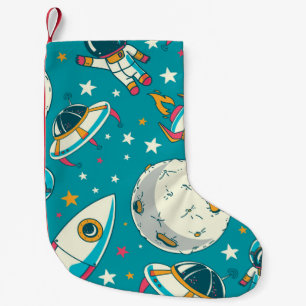 Petite Chaussette De Noël Arrière - plan sans couture avec astronautes de do