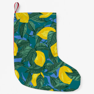 Petite Chaussette De Noël Arrière - plan sans couture avec citrons et feuill