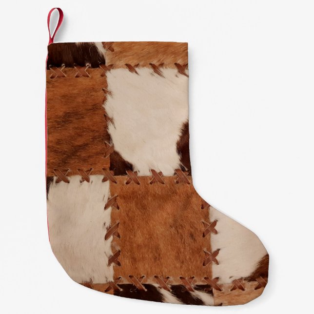 Petite Chaussette De Noël Arrière - plan texturé en cuir gros plan. (Devant)