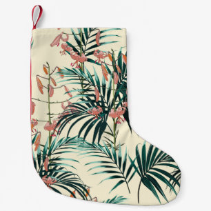 Petite Chaussette De Noël Arrière - plan tropical aux plantes de jungle. San