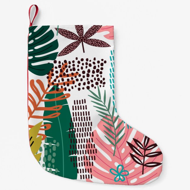 Petite Chaussette De Noël Arrière - plan tropical motif sans couture avec Mo (Devant)
