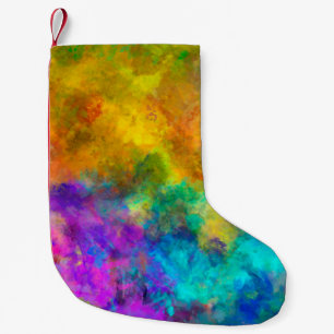 Petite Chaussette De Noël art abstrait vif arc-en-ciel peint arrière - plan