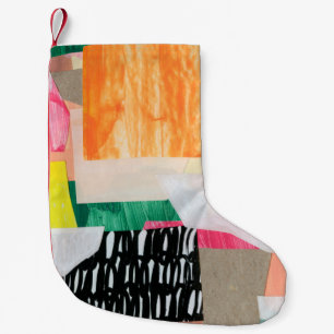 Petite Chaussette De Noël Art de collage moderne. Médias mixtes sur toile. 