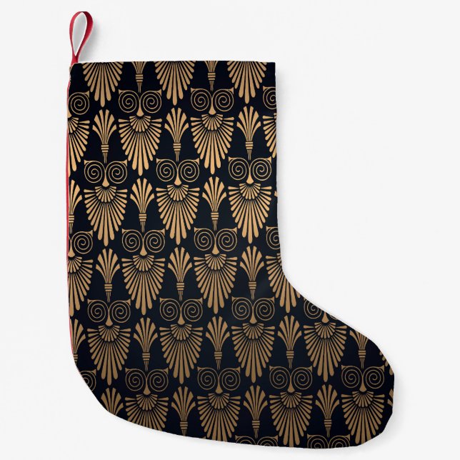 Petite Chaussette De Noël Art Déco Black Gold : Retro. (Devant)