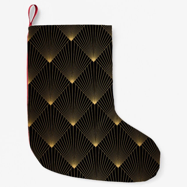 Petite Chaussette De Noël Art Déco : L'élégance de l'or noir. (Devant)