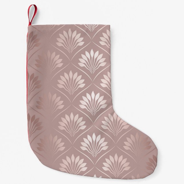 Petite Chaussette De Noël Art Déco : Or Lattice Elégance. (Devant)