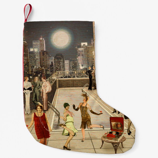 Petite Chaussette De Noël Art Déco Skyline (Devant)