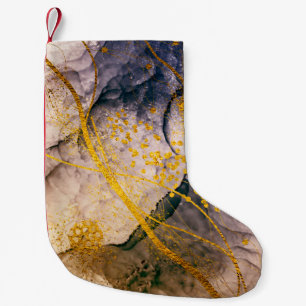 Petite Chaussette De Noël ART exotique. Tourbillon doré, design artistique. 