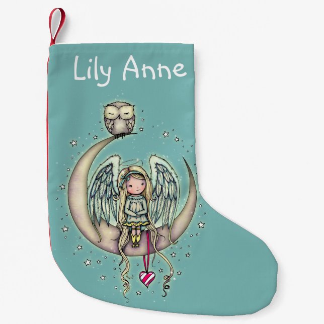 Petite Chaussette De Noël Art illustré Twinkle Little Angel and Owl (Devant)