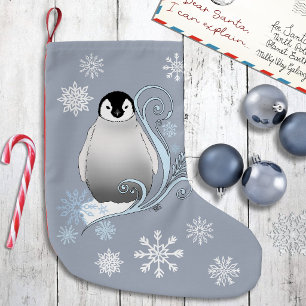 Petite Chaussette De Noël Art Nouveau Flocons de Neige Manchot Hiver Fantais