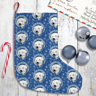 Petite Chaussette De Noël Art Nouveau ours polaire flocons de neige bleu ser