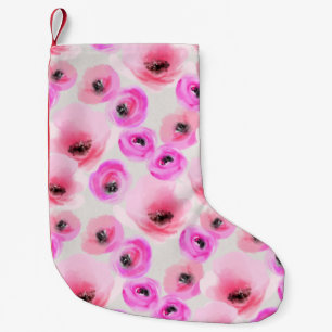 Petite Chaussette De Noël Art numérique d'aquarelle rose Fleurs