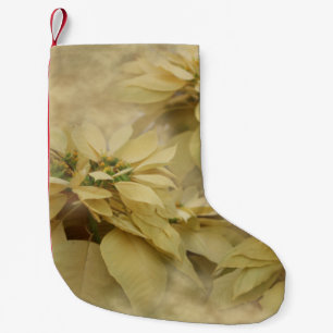 Petite Chaussette De Noël Art numérique Poinsettias couleur crème