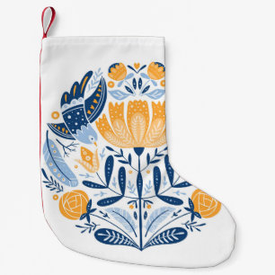 Petite Chaussette De Noël Art populaire scandinave ornement floral