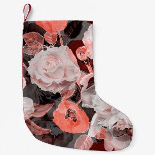 Petite Chaussette De Noël art vintage noir monochrome et rouge coloré, w