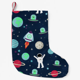 Petite Chaussette De Noël Astronautes Planètes Fusées et Aliens