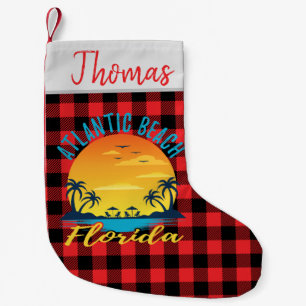 Petite Chaussette De Noël Atlantic Beach Florida Retro Vintage Sunset