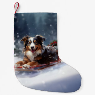 Petite Chaussette De Noël Australian Shepherd hiver neige de Noël