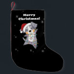 Petite Chaussette De Noël Australian Shepherd Merry Christmas Winter<br><div class="desc">L'Australian Shepherd at Christmas with fairy lights. Funny animals with poists for the holidays. Also funny for Christmas in July. Dogs are cute animals and are parfait pour Christmas.</div>