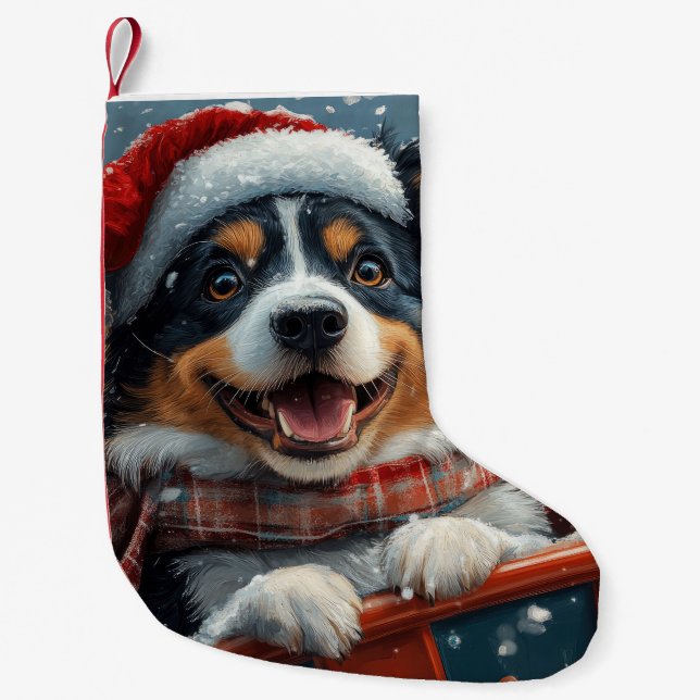 Petite Chaussette De Noël Australie Berger Dog Roller Dessous de verre Noël (Devant)