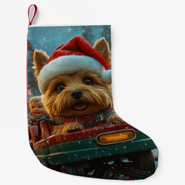 Petite Chaussette De Noël Australie Terrier Dog Roller Dessous de verre Noël (Devant)
