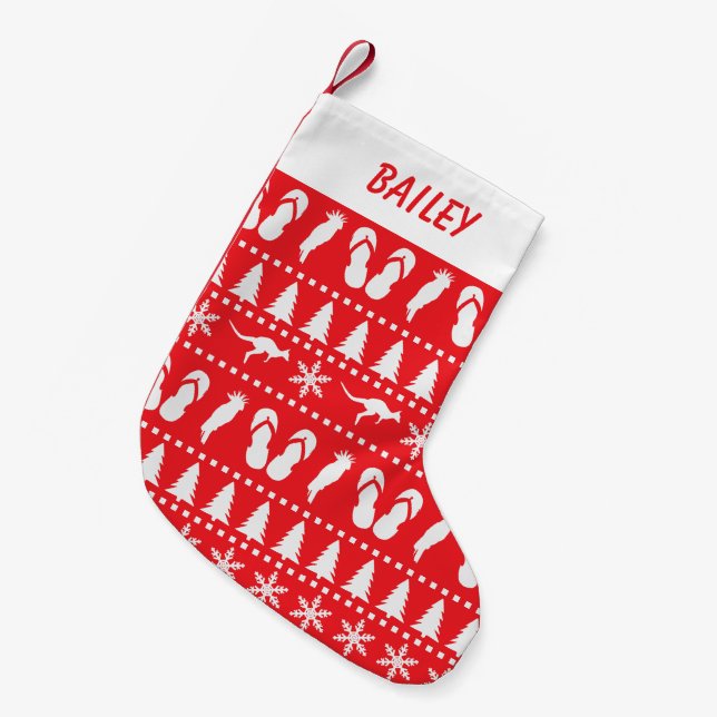 Petite Chaussette De Noël Australien Noël laide Sweat Rouge (Devant (Accrochage))