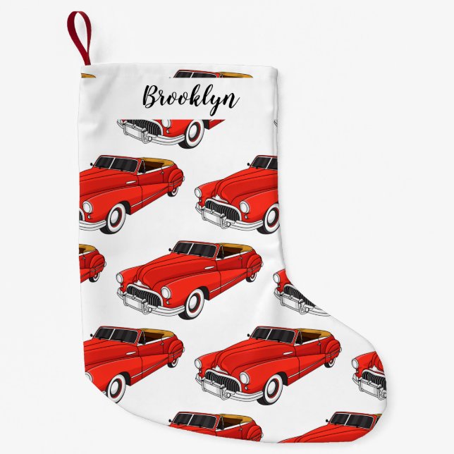 Petite Chaussette De Noël Automobile classique rouge 1948 (Devant)