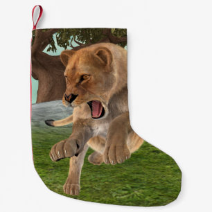 Petite Chaussette De Noël Aventure artistique de lionne féroce dans la jungl