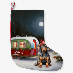 Petite Chaussette De Noël Aventure de Noël de la caravane Doberman d'hiver 