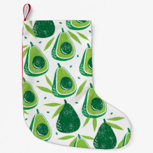 Petite Chaussette De Noël Avocado, timbre texturé, motif transparent.