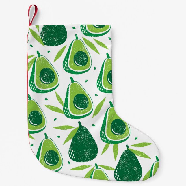 Petite Chaussette De Noël Avocado, timbre texturé, motif transparent. (Devant)
