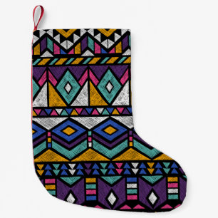 Petite Chaussette De Noël Aztèque géométrique tribal : Motif Vintage coloré