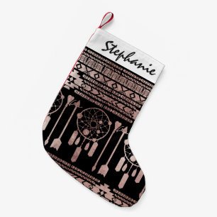Petite Chaussette De Noël Aztèque tribal d'or rose de Dreamcatcher sur le