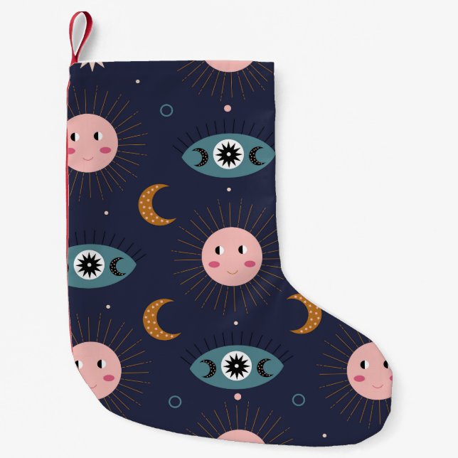 Petite Chaussette De Noël Baby boho, hippie motif chic. (Devant)