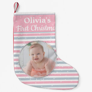 Petite Chaussette De Noël Baby Girl First Christmas Photo Stocking