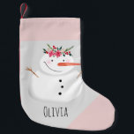 Petite Chaussette De Noël Baby Girls First Christmas Flower Snowman and Name<br><div class="desc">Ce design adorable comprend un bonhomme de neige unique de style aquarelle portant une guirlande de Noël, ainsi que de l'espace pour personnaliser l'article en utilisant le nom de votre petite fille. Le gardien parfait pour vous le premier Noël de votre petit, ou pour un gosse amateur de neige !...</div>