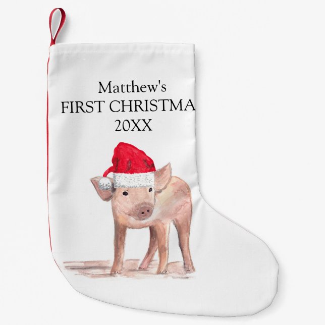 Petite Chaussette De Noël Baby's First Christmas Piglet Pig Forest Boy (Devant)