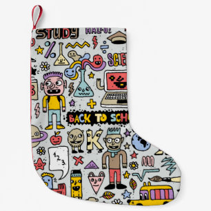 Petite Chaussette De Noël Back to school colorful doodle set. Vintage illust