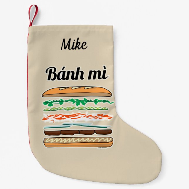 Petite Chaussette De Noël Baguette vietnamienne de pain français de sandwich (Devant)
