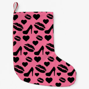 Petite Chaussette De Noël Baisers aux lèvres talons hauts noirs Maquillage F