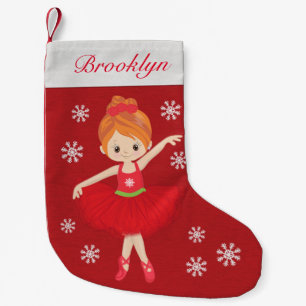 Petite Chaussette De Noël Ballerina de Noël aux cheveux rouges personnalis