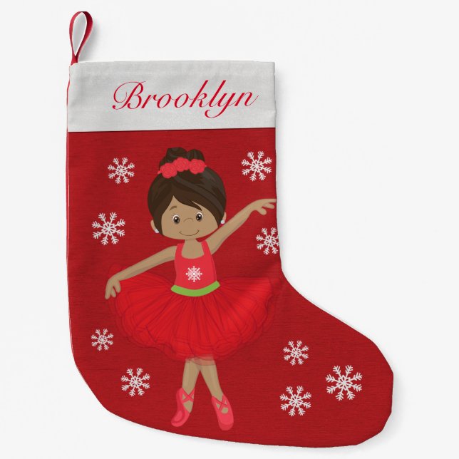 Petite Chaussette De Noël Ballerina de Noël multiculturel personnalisée (Devant)