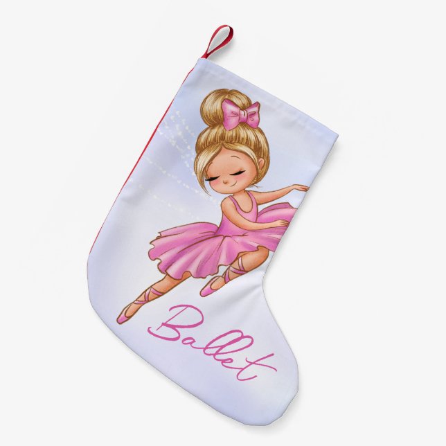 Petite Chaussette De Noël Ballerina Girl Rose, Violet Jolie Danse Ballet (Devant (Accrochage))