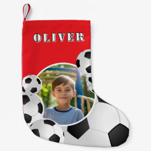 Petite Chaussette De Noël Ballon de football personnalisé Photo de garçon